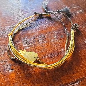 PURA VIDA Beaded Pineapple Tassels Cord Adjustable Bracelet Lot Yellow Gray Gold